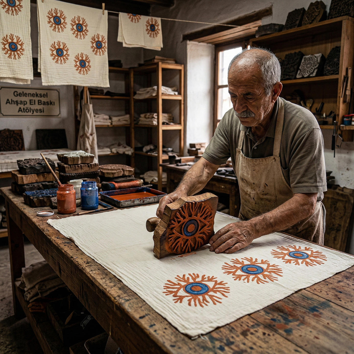 Coral & Evil Eye Kimono Robe
