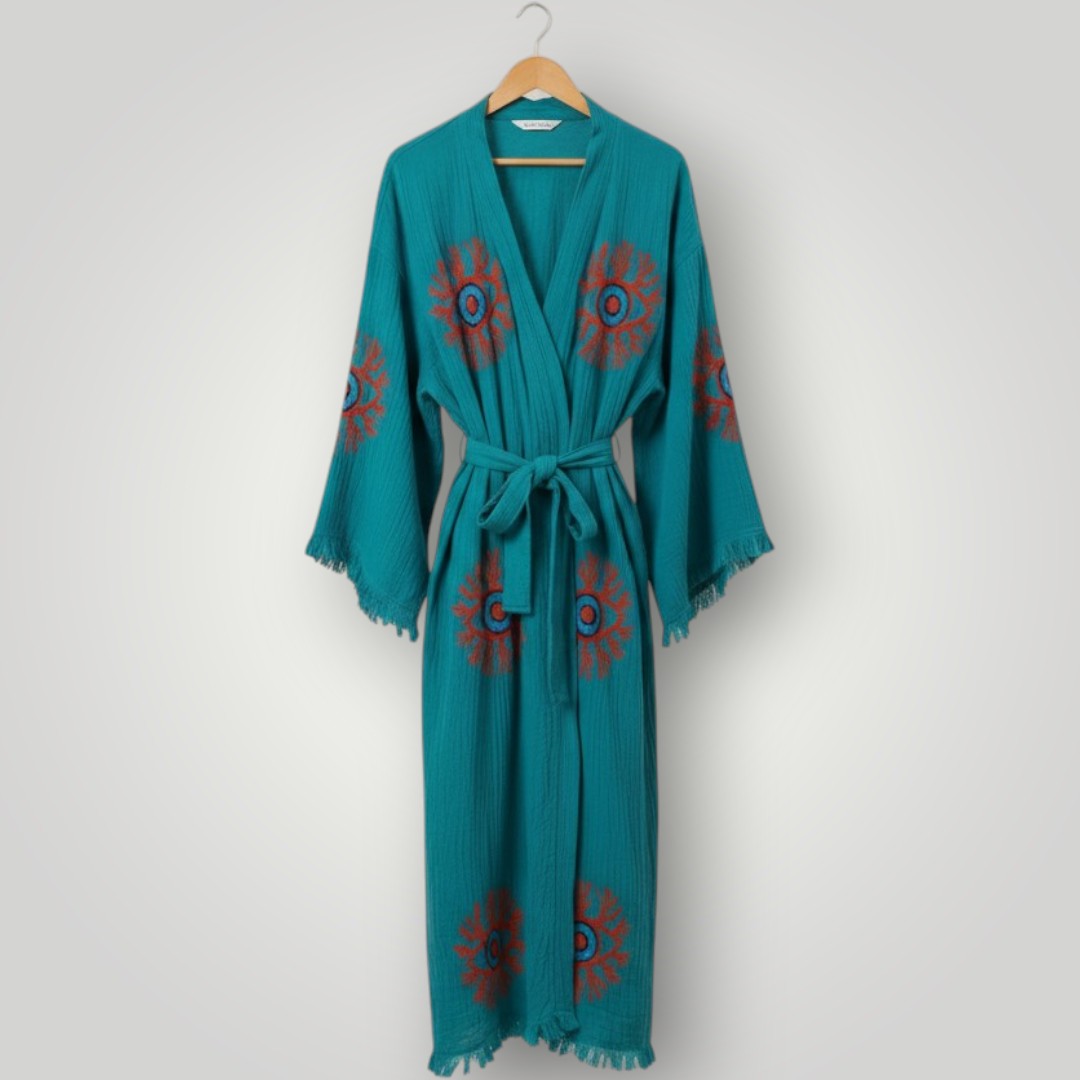 Coral & Evil Eye Kimono Robe