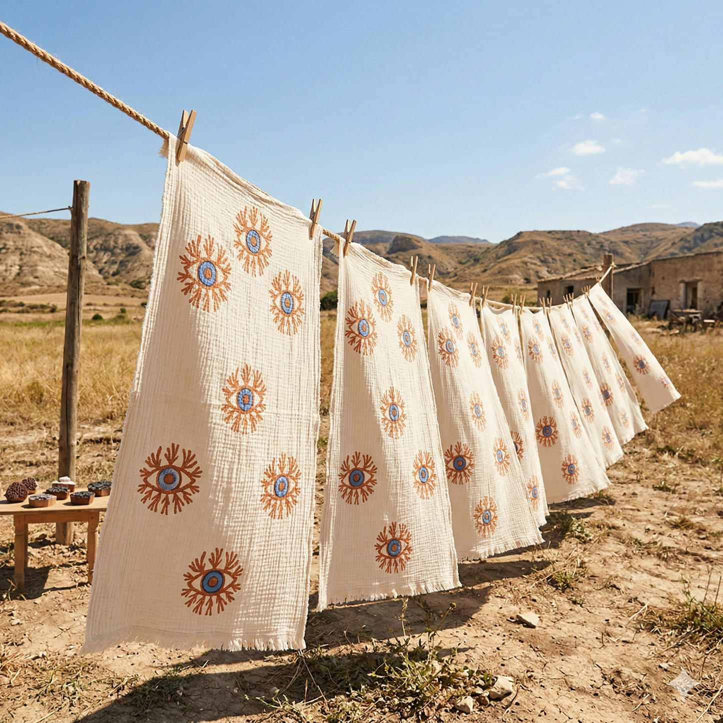 Coral & Evil Eye Kimono Robe