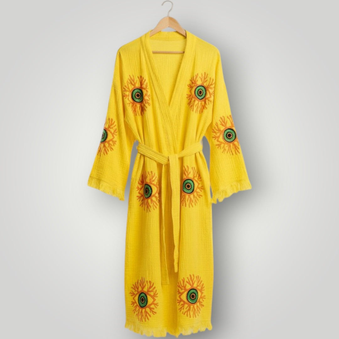 Coral & Evil Eye Kimono Robe