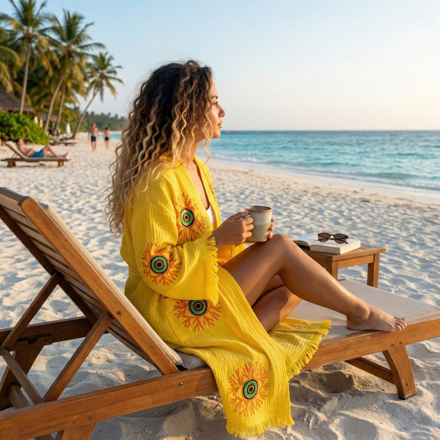 Coral & Evil Eye Kimono Robe