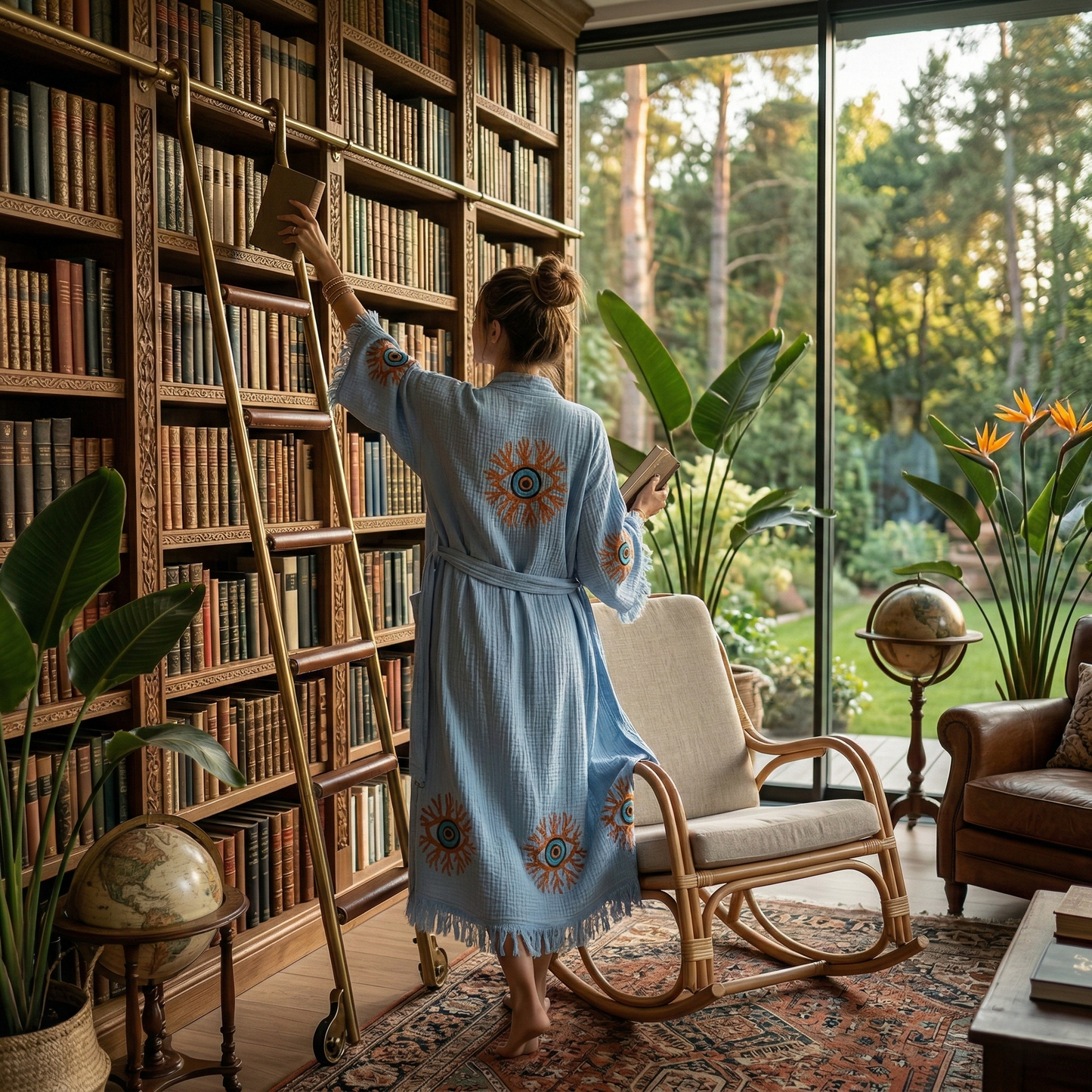 Coral & Evil Eye Kimono Robe