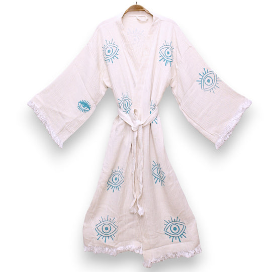 Crescent Design Turkish Towel Kimono Kaftan Bathrobe - Beach Kimono