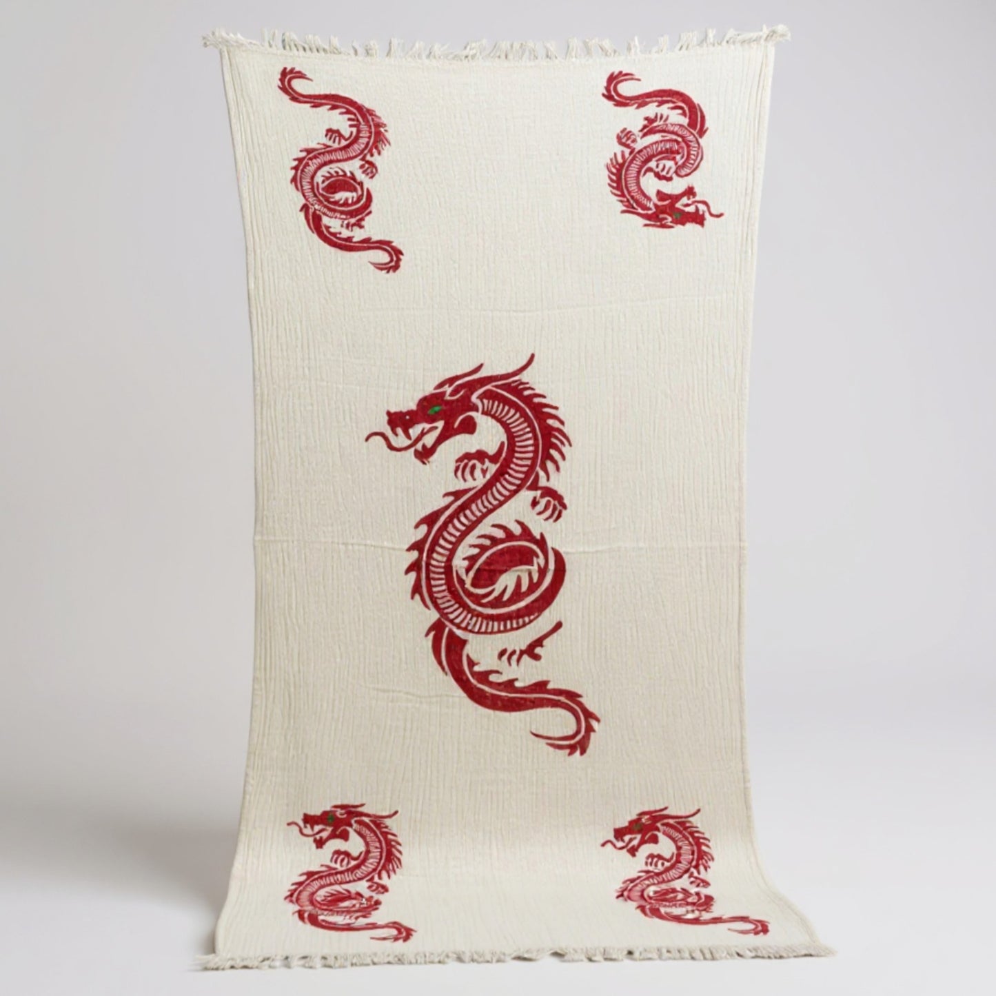 Dragon Hand Print Turkish Towel Pestemal - Premium Eco-Friendly Beach & Bath Towel