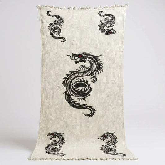 Dragon Hand Print Turkish Towel Pestemal - Premium Eco-Friendly Beach & Bath Towel