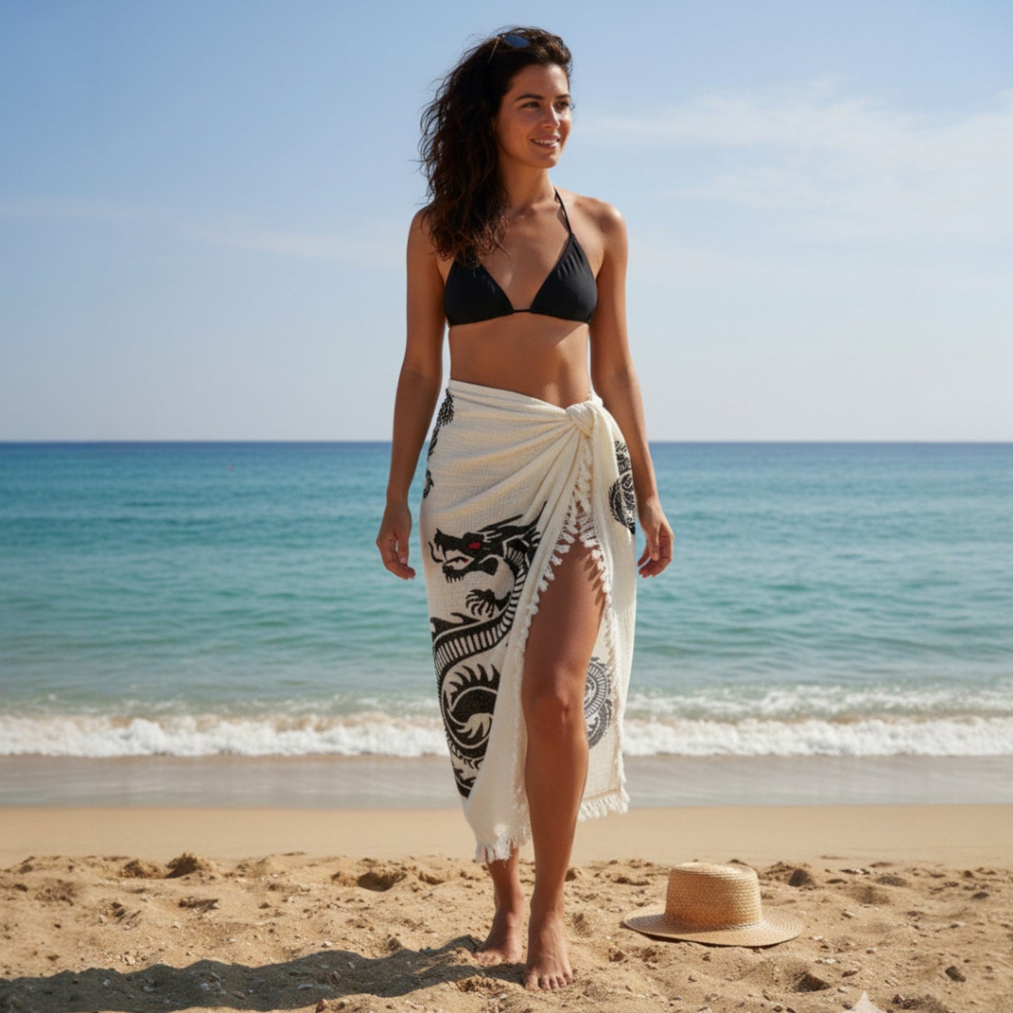 Dragon Hand Print Turkish Towel Pestemal - Premium Eco-Friendly Beach & Bath Towel