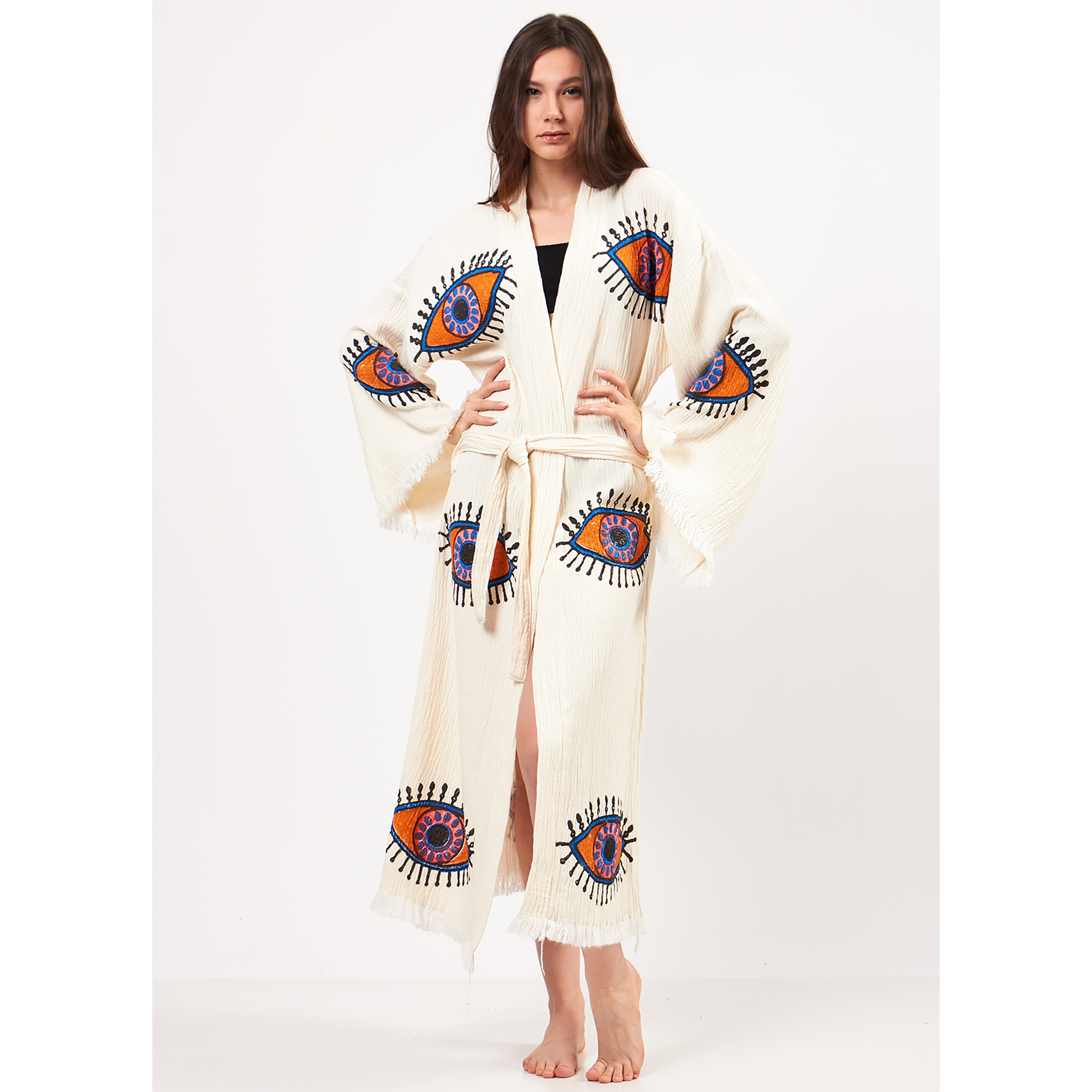 Turkish Towel Kimono Kaftan Bathrobe Chakra Design – Dervis