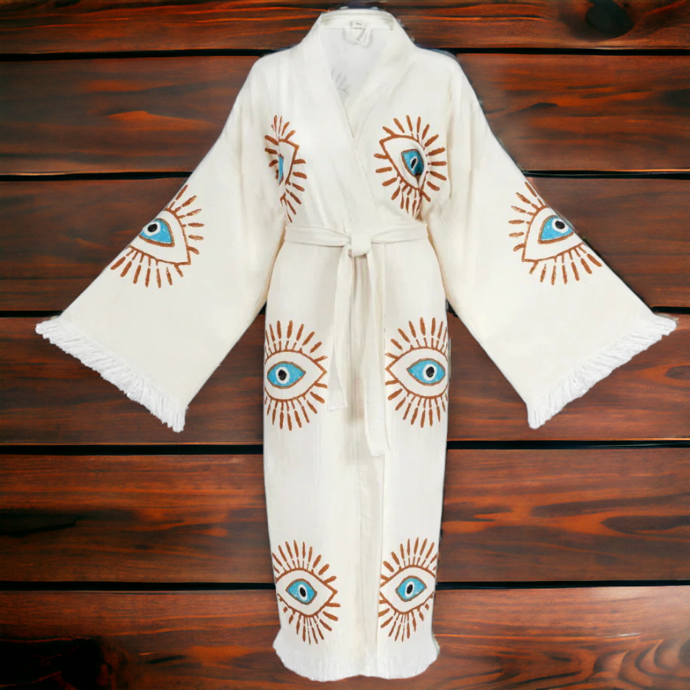 Evil Eye Turkish Towel Kimono Kaftan Bathrobe