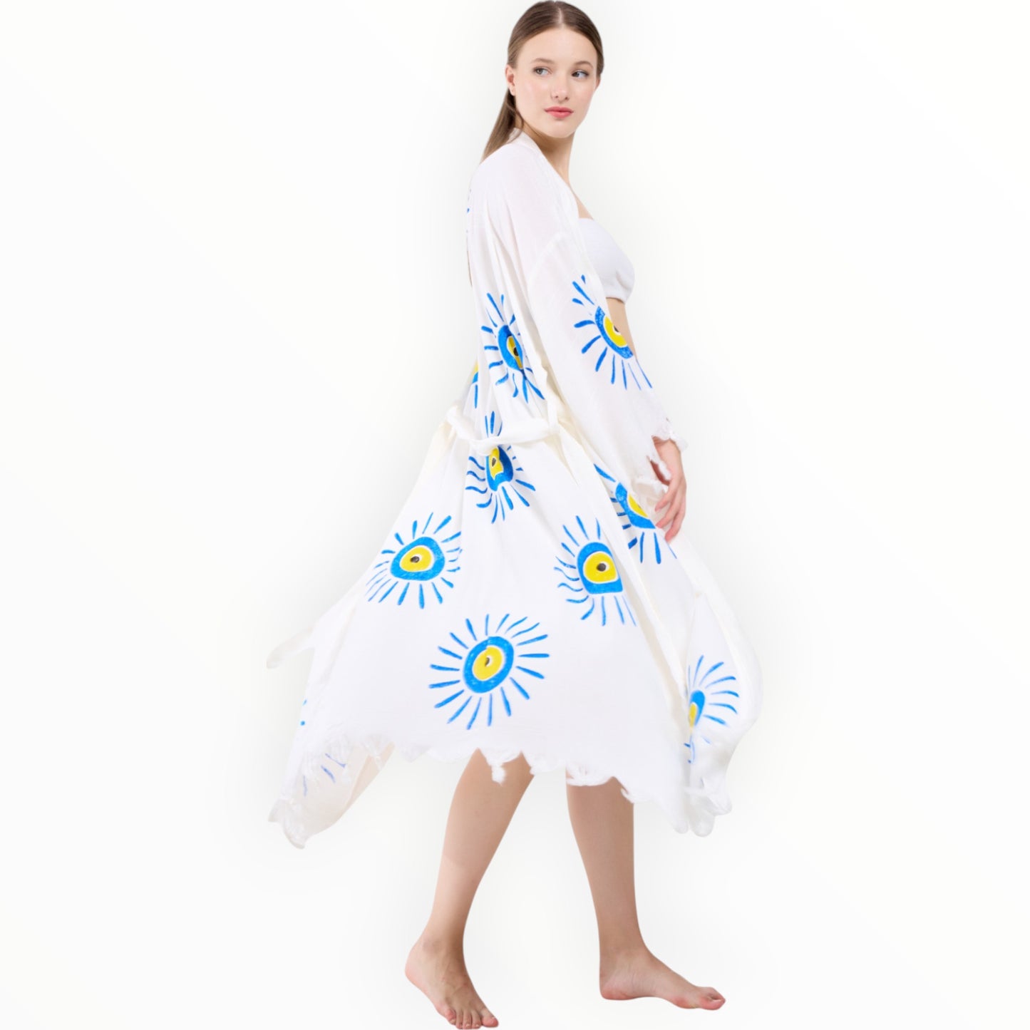 Evil Eye Turkish Towel Kimono Robe