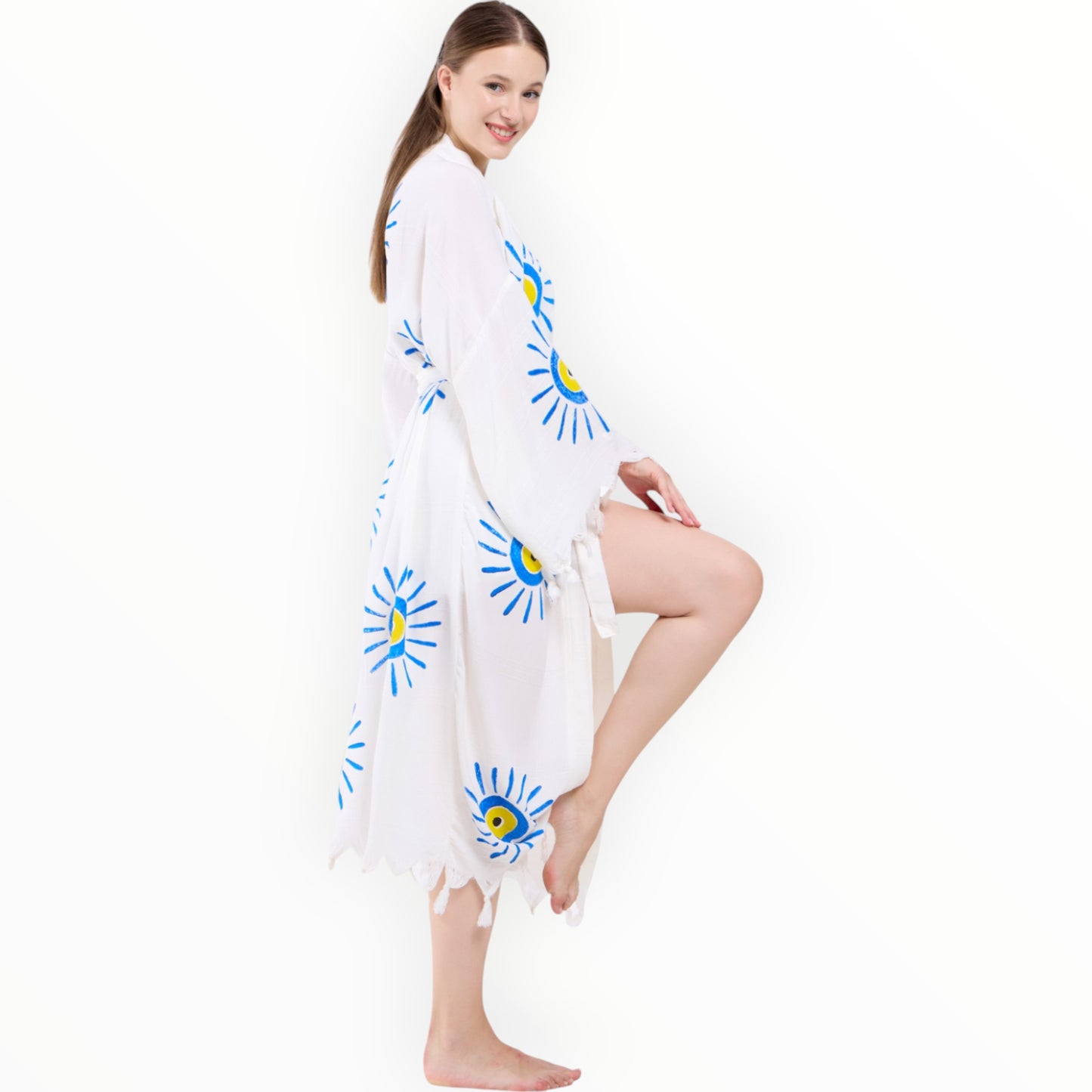 Evil Eye Turkish Towel Kimono Robe