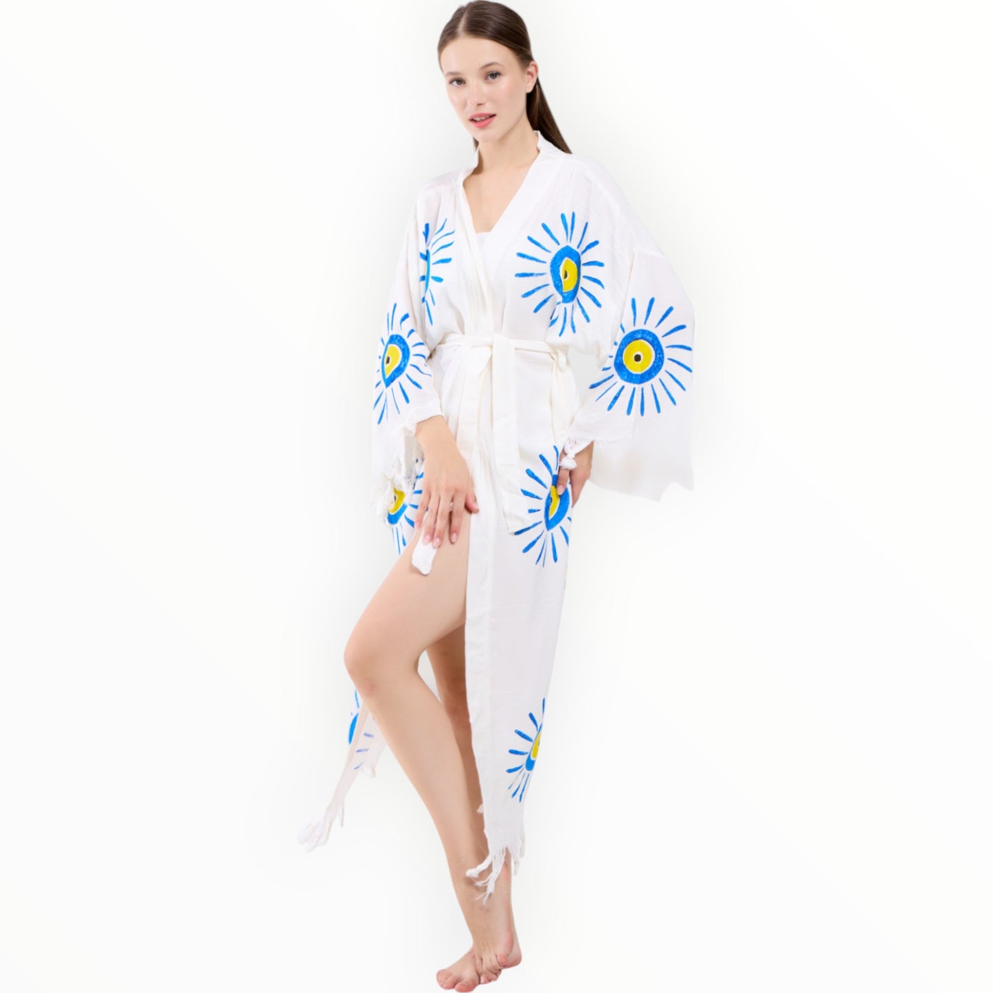 Evil Eye Turkish Towel Kimono Robe