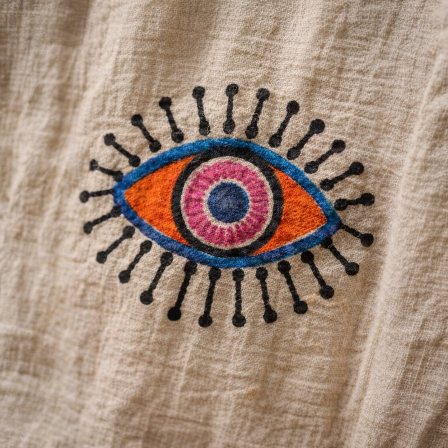 Evil Eye Handwoven Muslin Kimono Robe