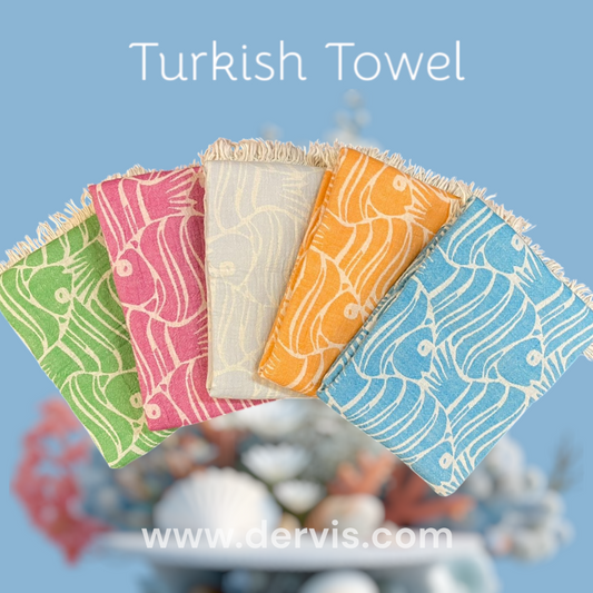 Fish Pattern Turkish Towel - Pestemal