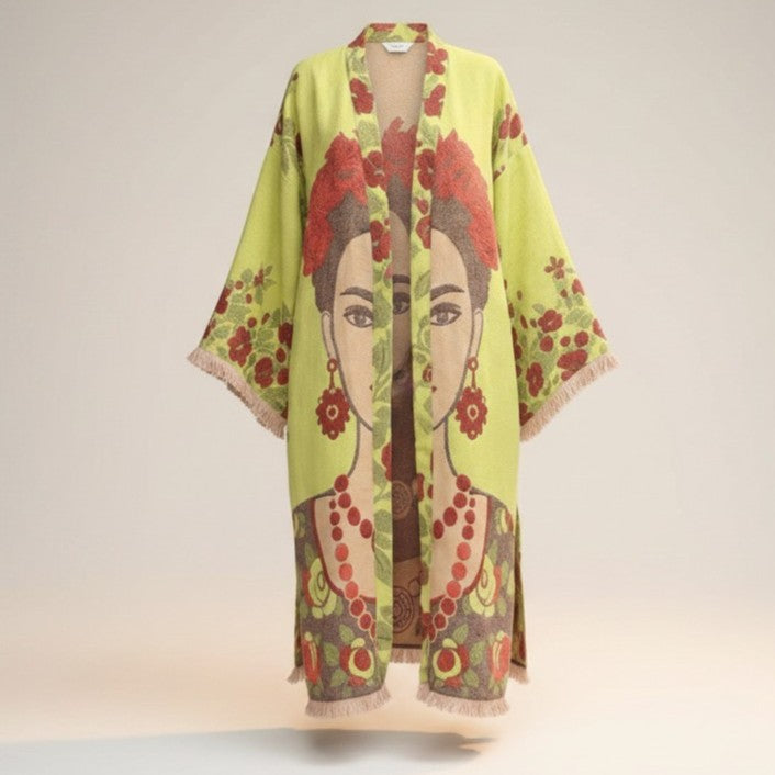 Frida Kahlo Hand-Woven Turkish Cotton Kimono Robe – Limited Edition