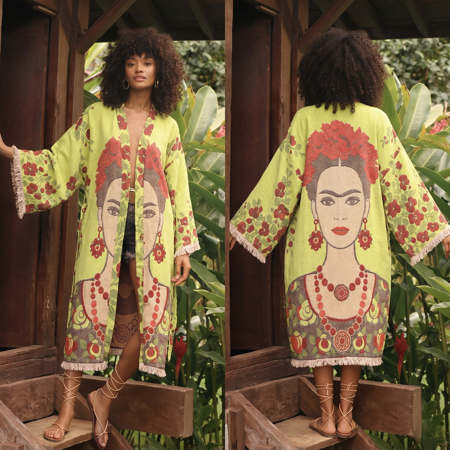 Frida Kahlo Hand-Woven Turkish Cotton Kimono Robe – Limited Edition