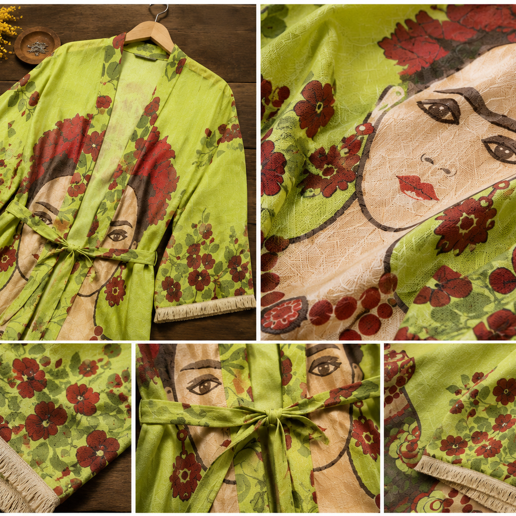 Frida Kahlo Hand-Woven Turkish Cotton Kimono Robe – Limited Edition