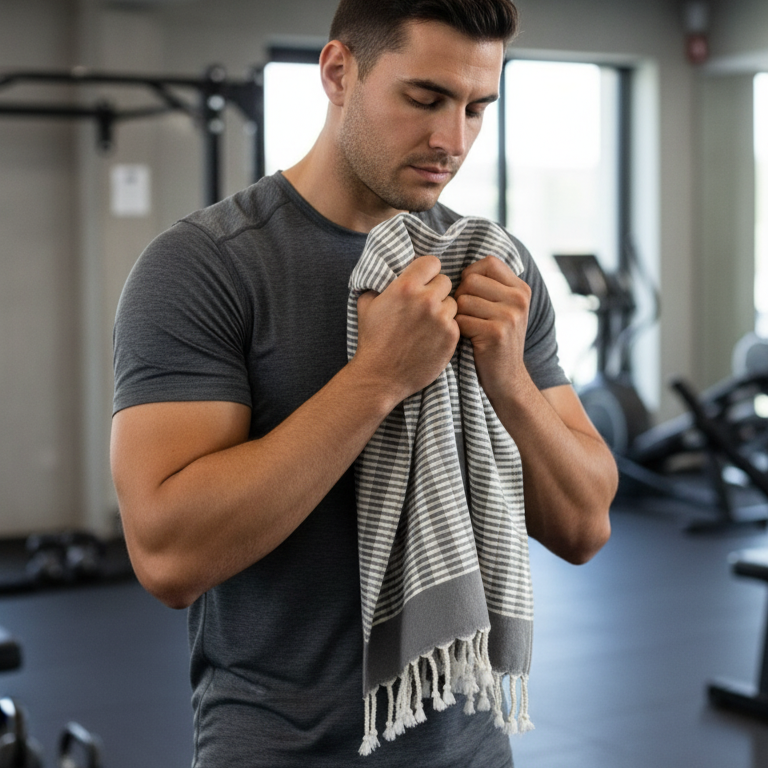 Hand-Woven Natural Cotton Jacquard Hand Towel – Grey Elegance Collection