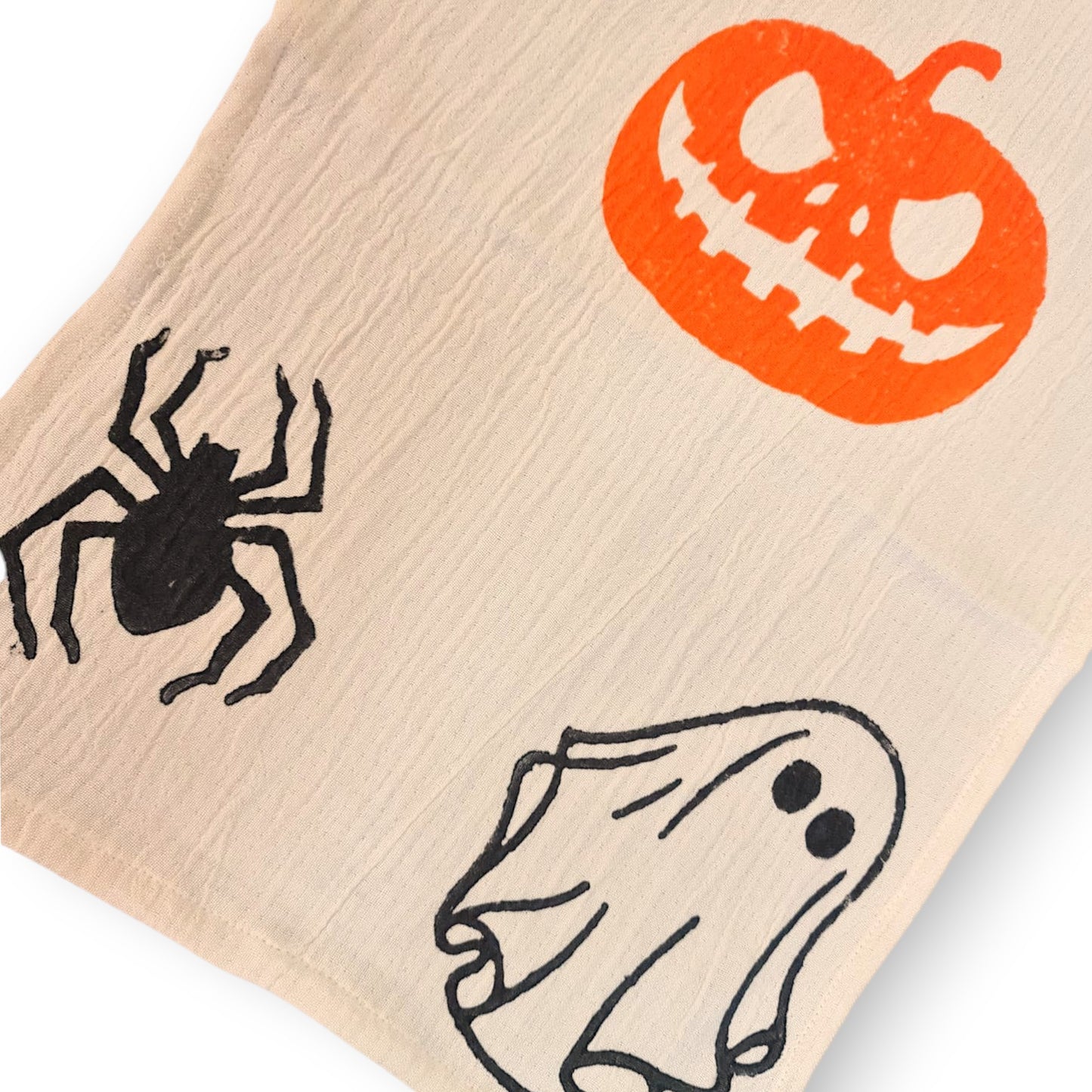 Spooky & Stylish Halloween Block Print Turkish Hand Towel