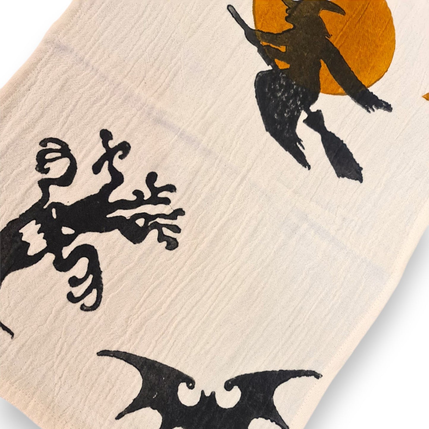 Spooky & Stylish Halloween Block Print Turkish Hand Towel