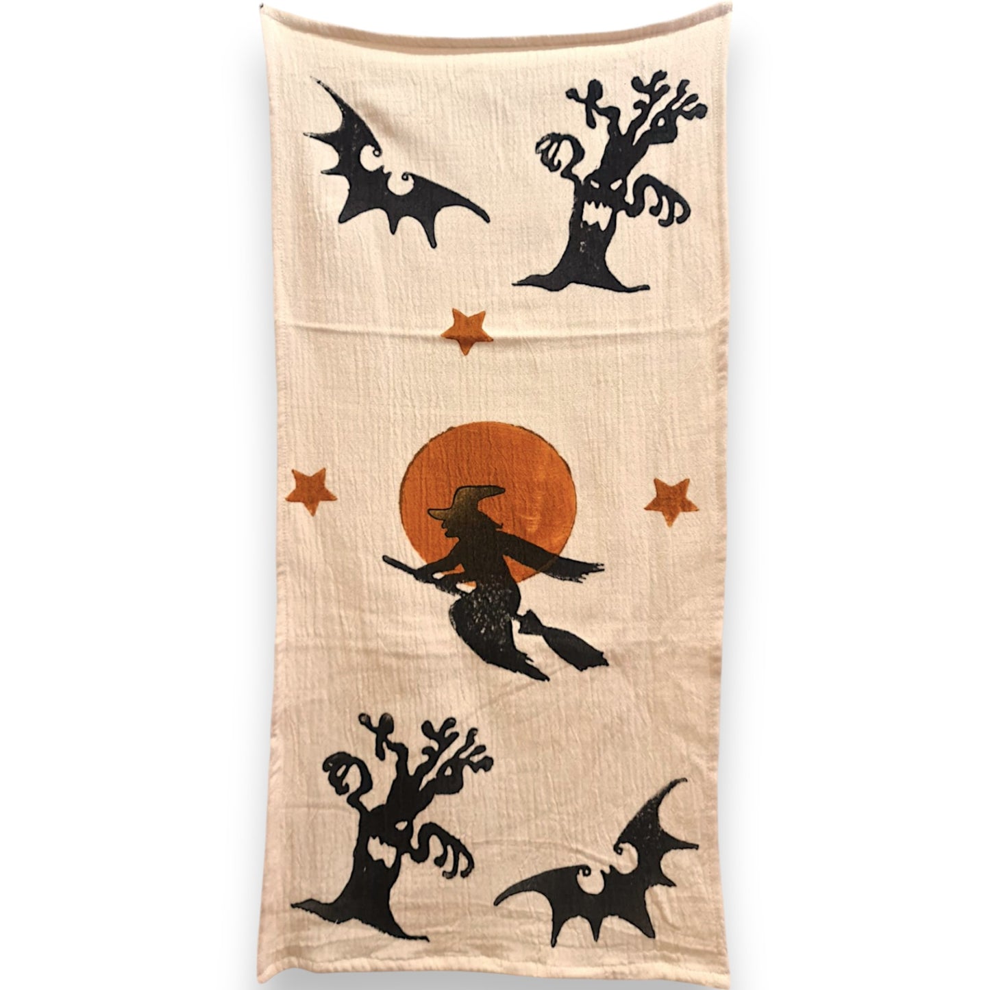 Spooky & Stylish Halloween Block Print Turkish Hand Towel