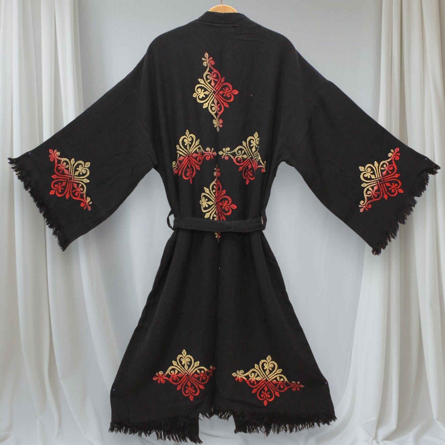 Hand-Made Block Print Ottoman Turkish Towel Kimono Robe Kaftan