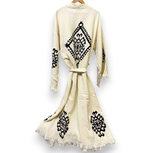 Hand-Made Block Print Turkish Towel Kimono Robe Kaftan