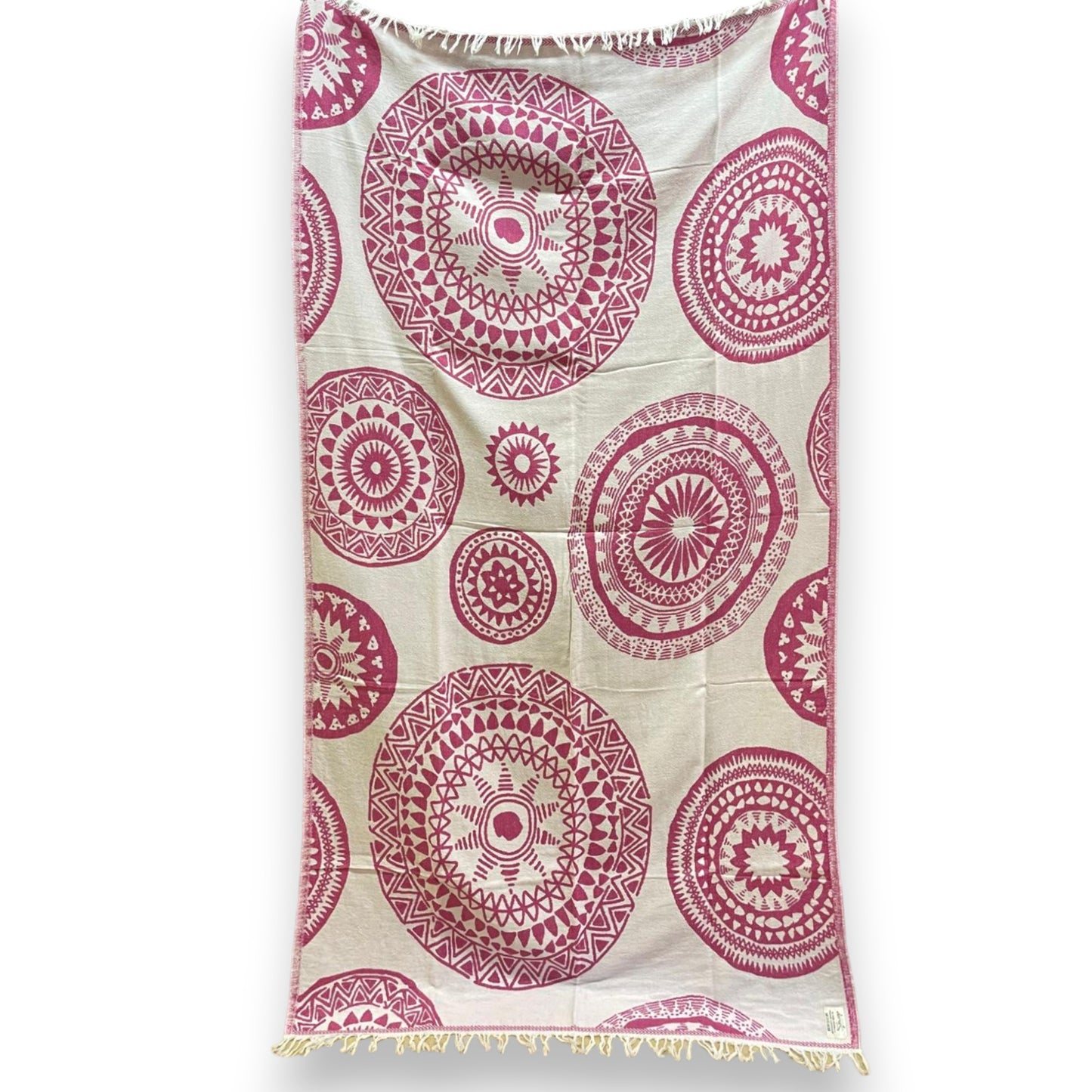 Hand-Woven Cotton Turkish Towel Pestemal Mandala Design