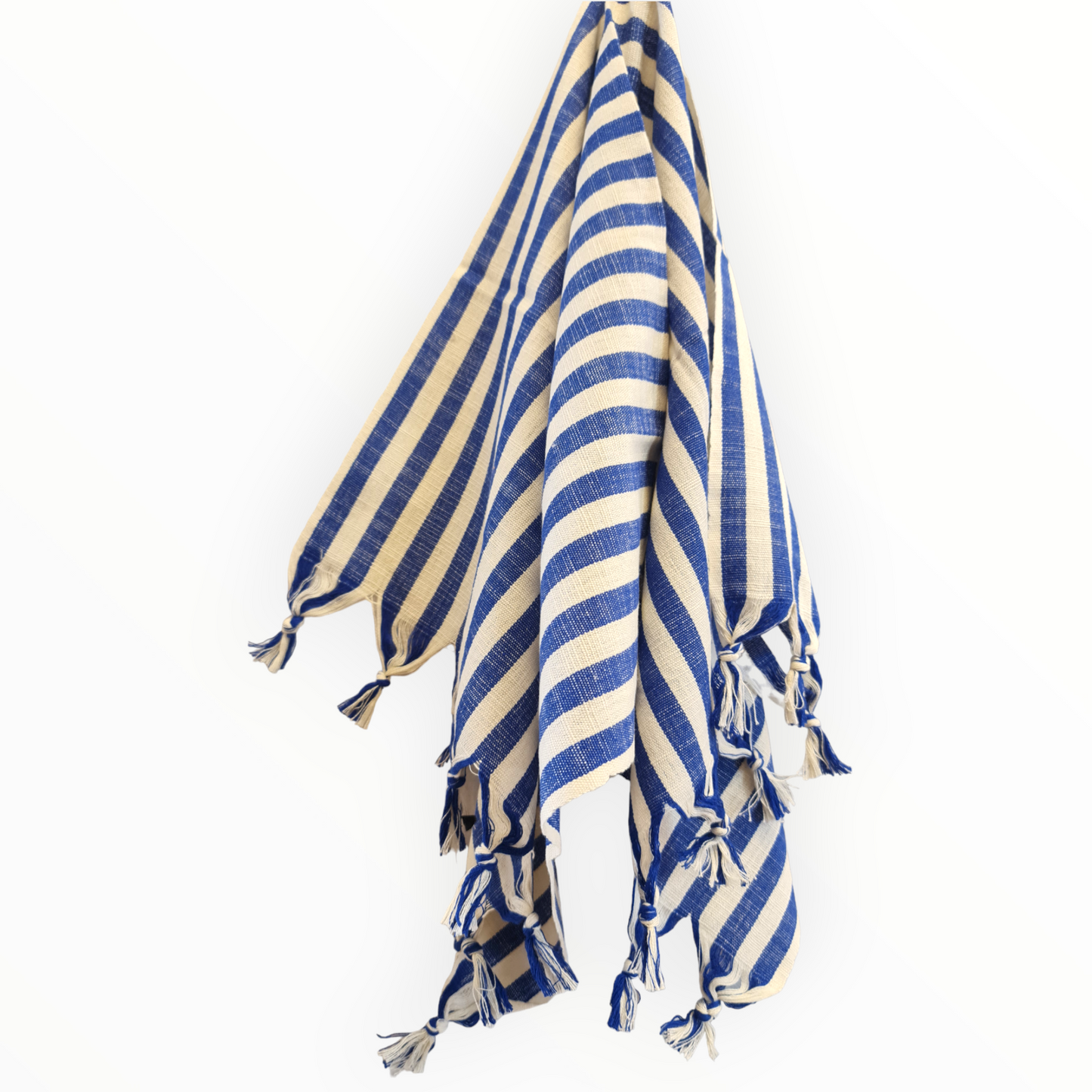 Hand-Woven Linen Indigo Stripe Hand Towel