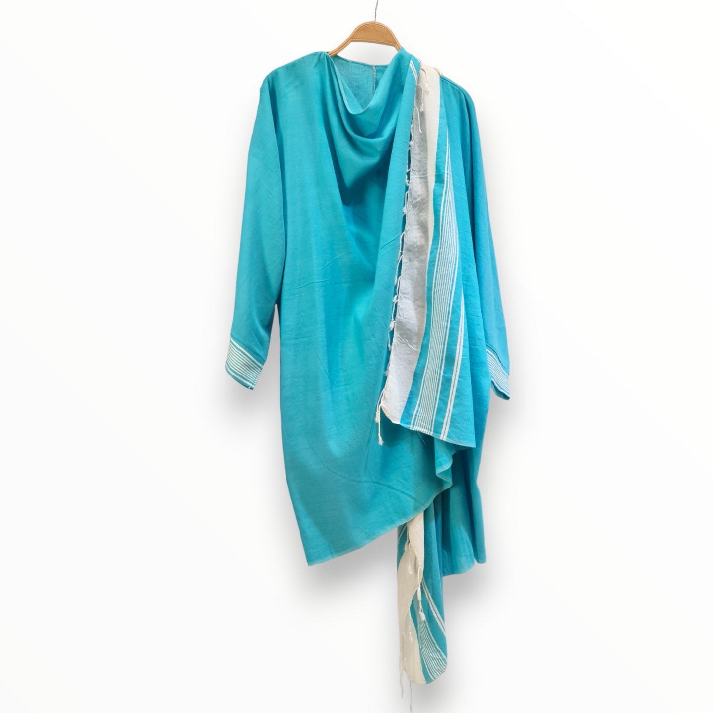 Hand-Woven Natural Cotton Cotton Beach Dress Kimono -  Cover Up