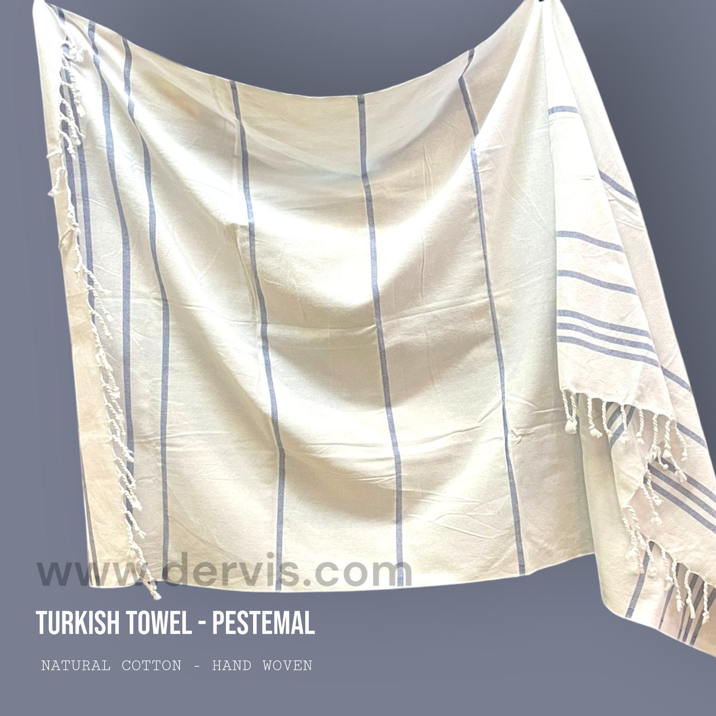 Hand Made, Hand Woven Natural Cotton Turkish Towel - Pestemal