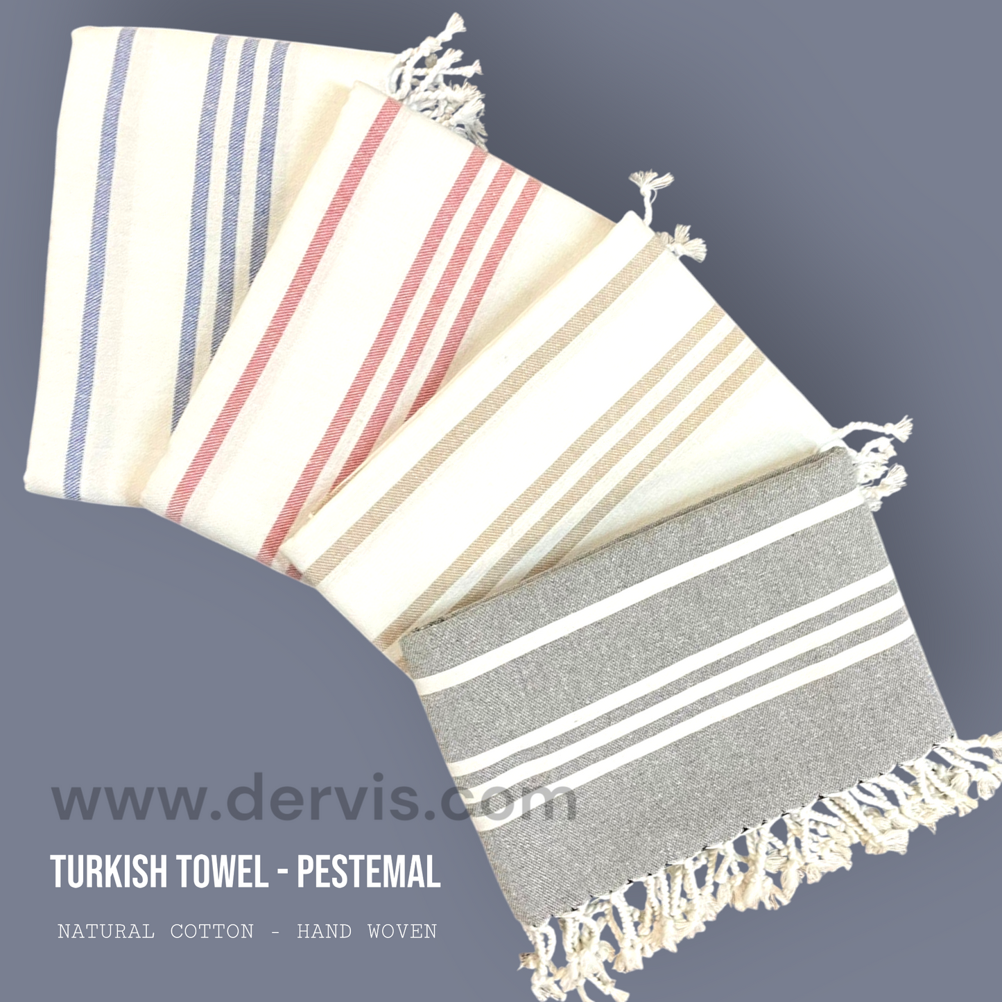 Hand Made, Hand Woven Natural Cotton Turkish Towel - Pestemal