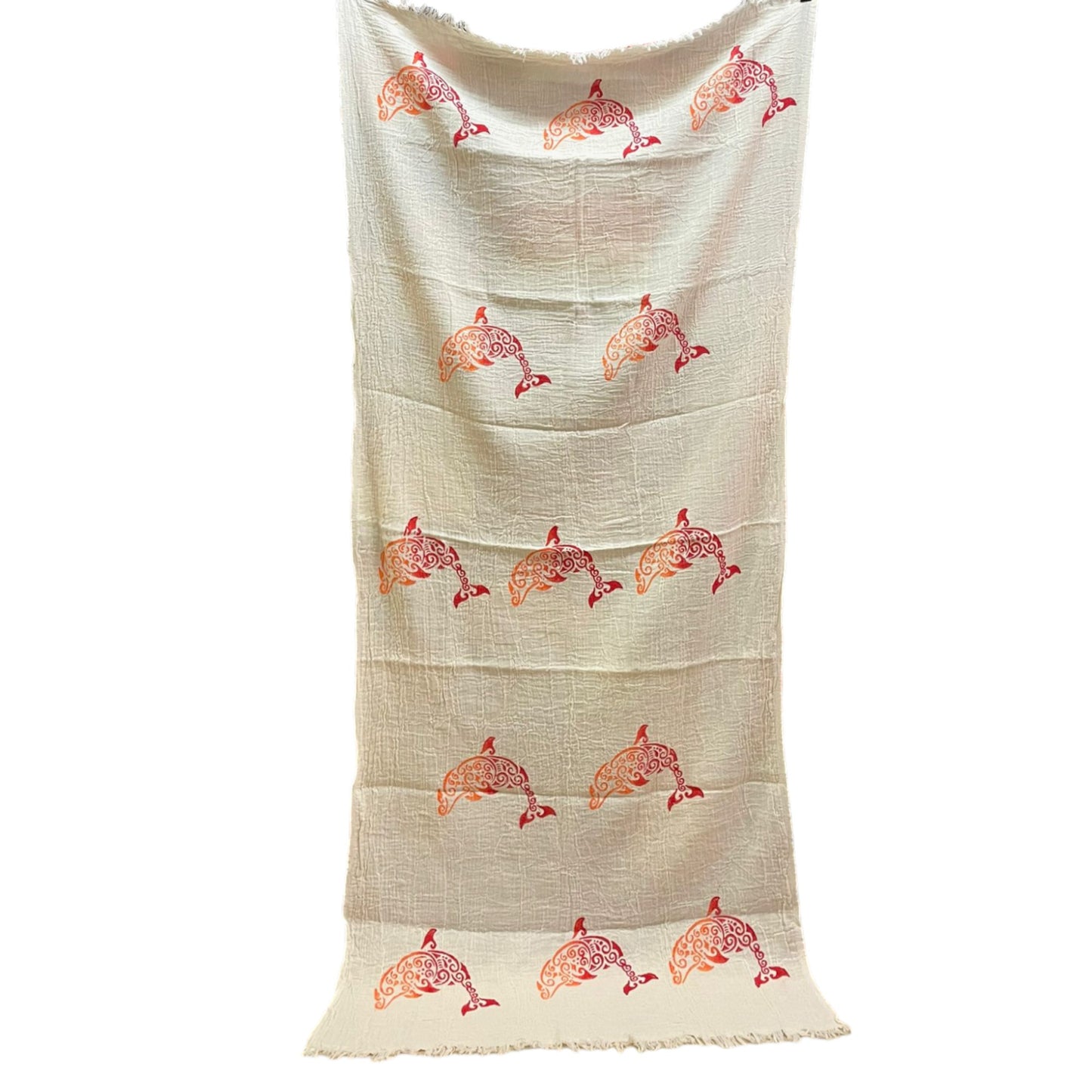 Hand Print 3D Fish Design Turkish Towel Pestemal