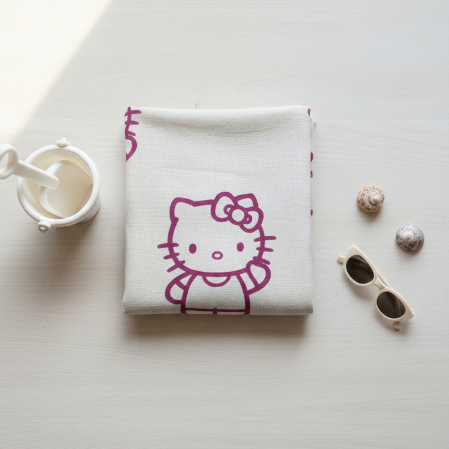 Handmade Natural Cotton Kids Poncho – Hello Kitty Design