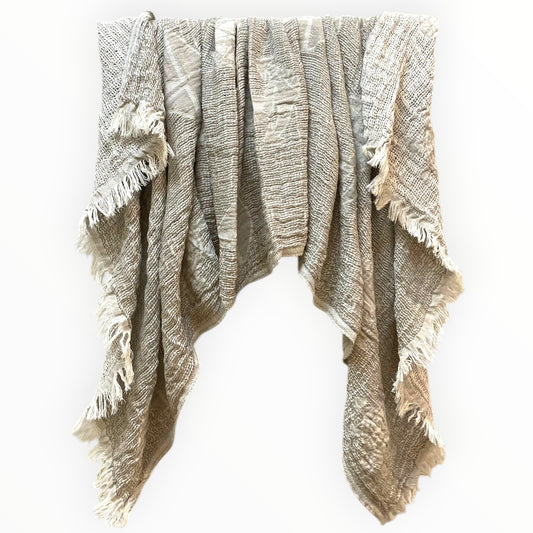 Handmade handwoven natural cotton muslin Turkish towel in brown with marine-inspired sailboat and anchor patterns