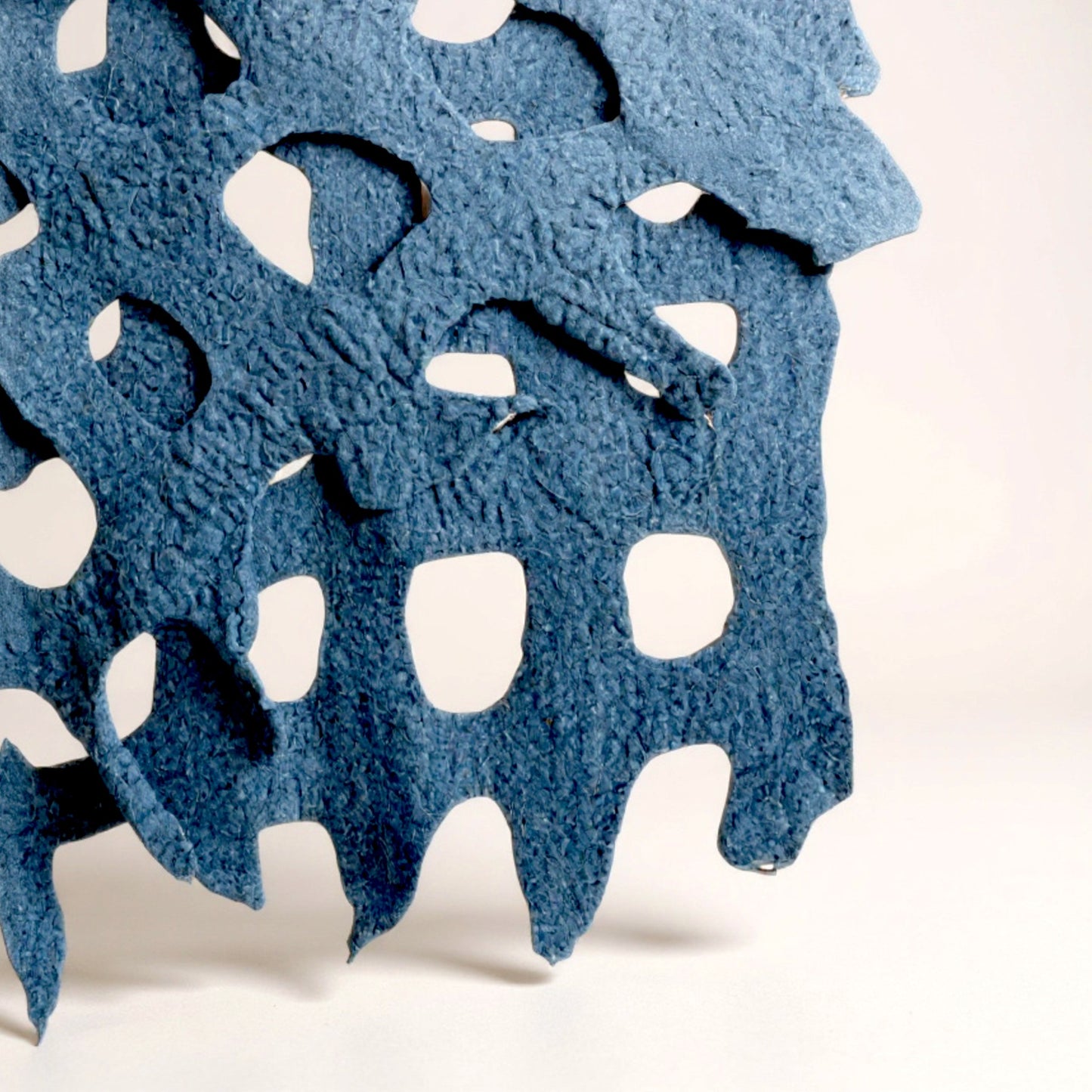 Handmade Felted Wool Shawl – Indigo & Golden Yellow