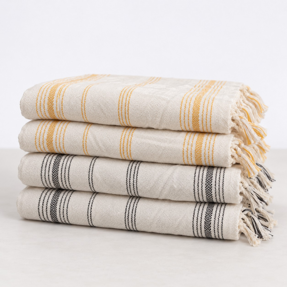 Handwoven Bamboo Turkish Towel – Striped Peshtemal | 90 × 180 cm