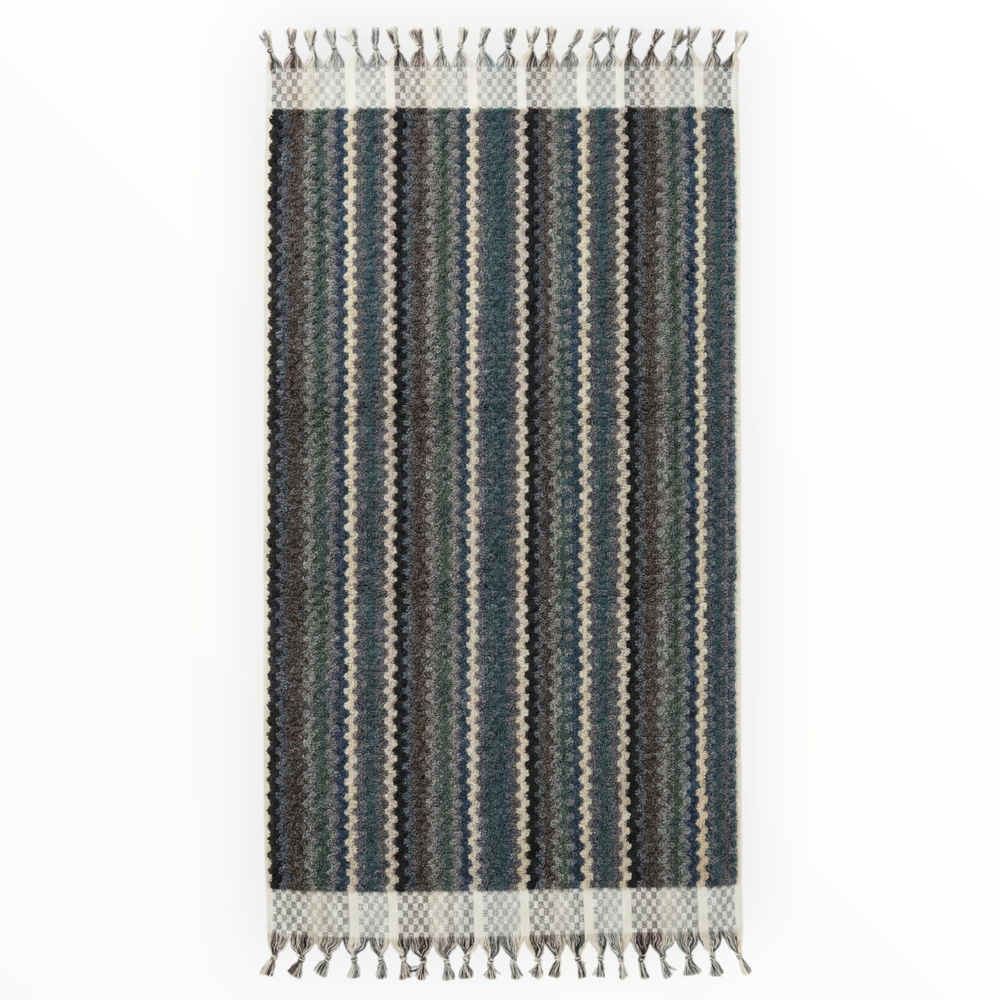 Handwoven Natural Turkish Cotton Terry Bath Towel Zigzag Design