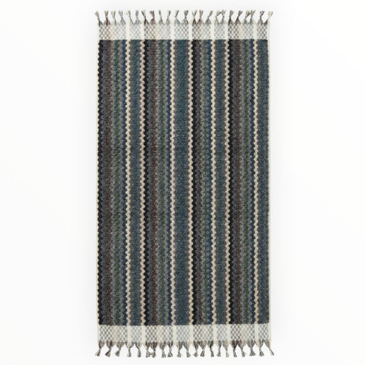 Handwoven Natural Turkish Cotton Terry Bath Towel Zigzag Design