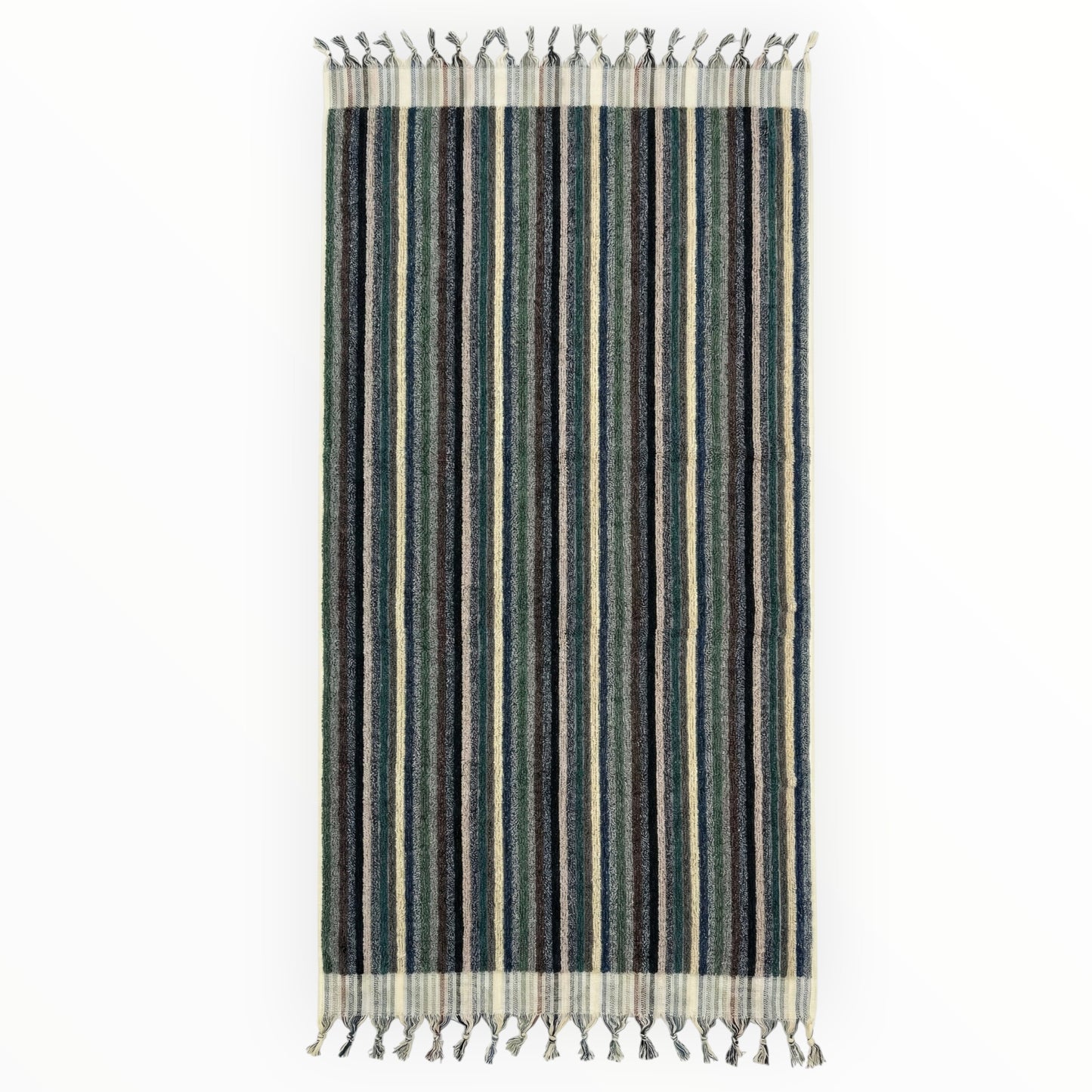 Handwoven Natural Turkish Cotton Terry Bath Towel Stripe Design