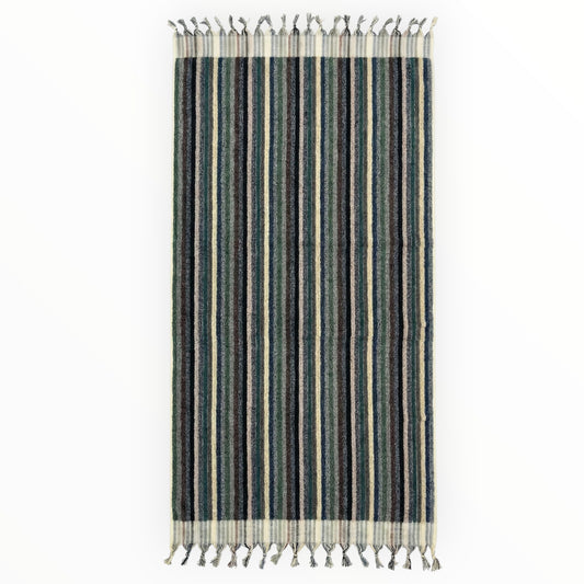Handwoven Natural Turkish Cotton Terry Bath Towel Stripe Design