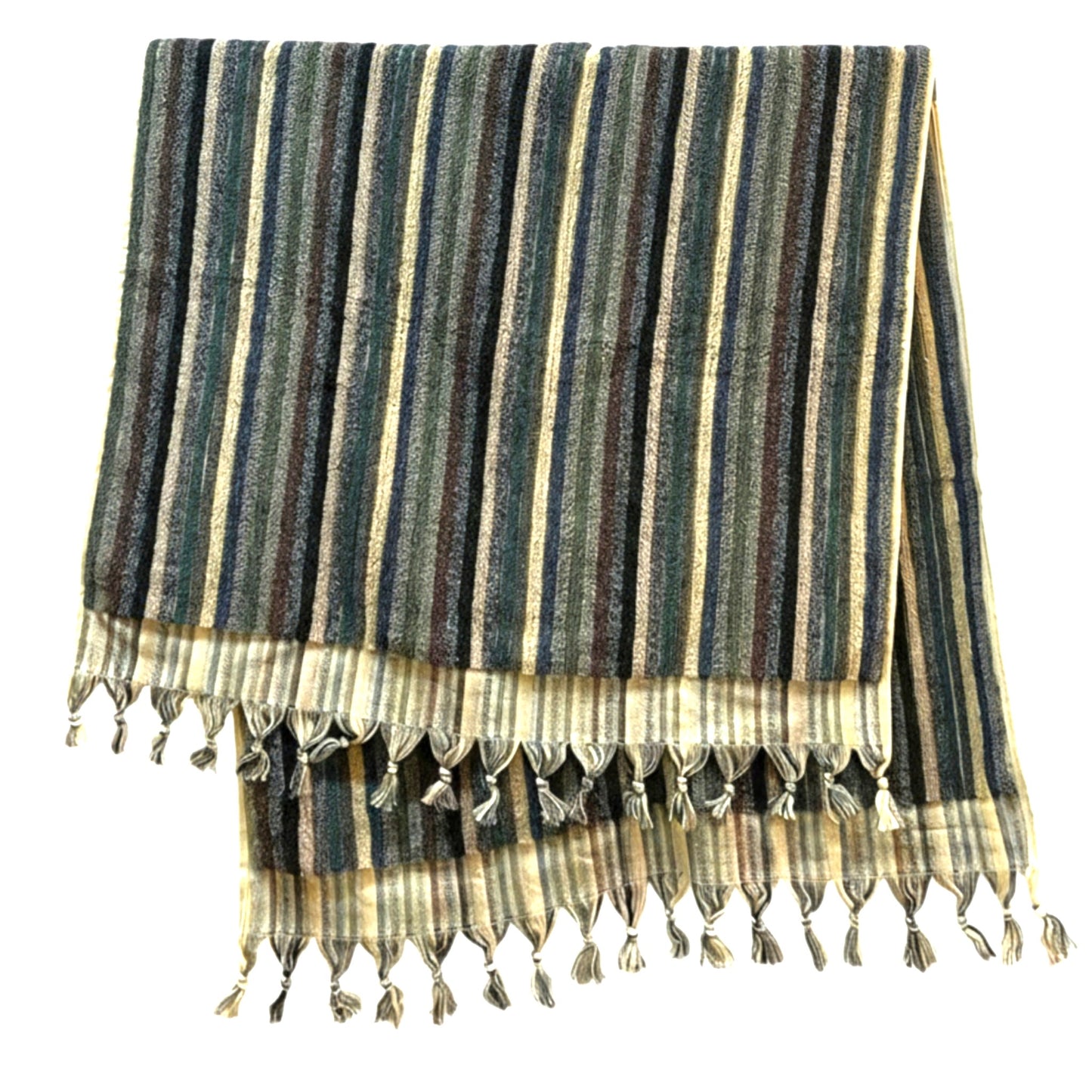 Handwoven Natural Turkish Cotton Terry Bath Towel Stripe Design