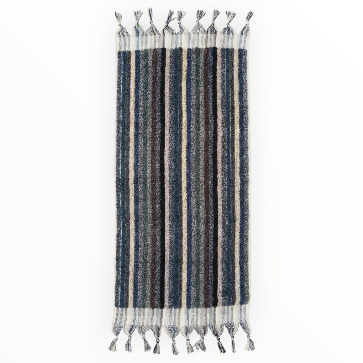 Handwoven Natural Turkish Cotton Terry Hand Towel Stripe Pattern