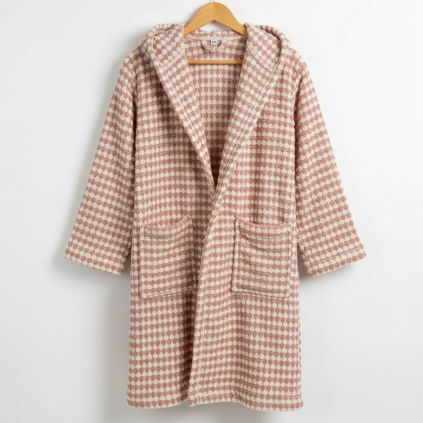 Handwoven Natural Turkish Cotton Terry Kids Bathrobe – PomPom Design Rose Pink