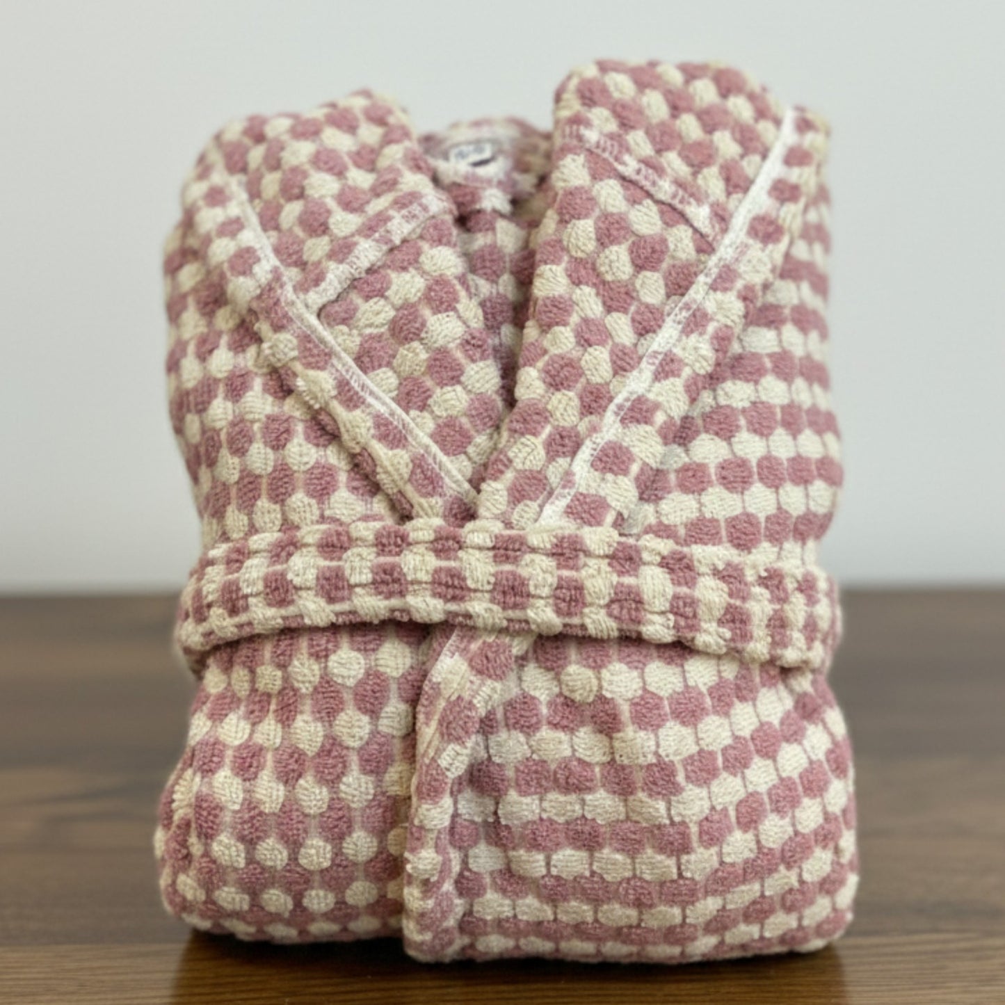 Handwoven Natural Turkish Cotton Terry Kids Bathrobe – PomPom Design Rose Pink