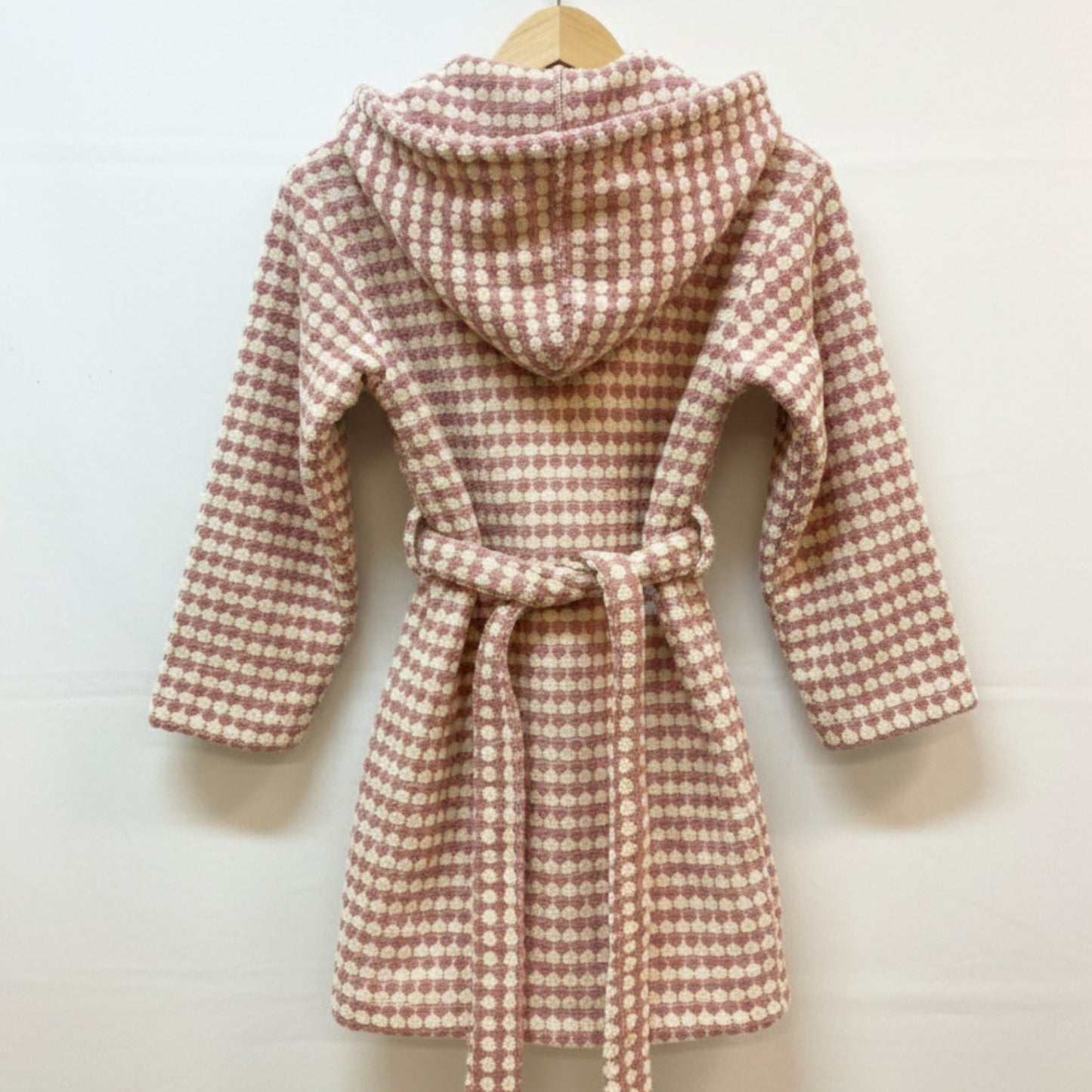 Handwoven Natural Turkish Cotton Terry Kids Bathrobe – PomPom Design Rose Pink