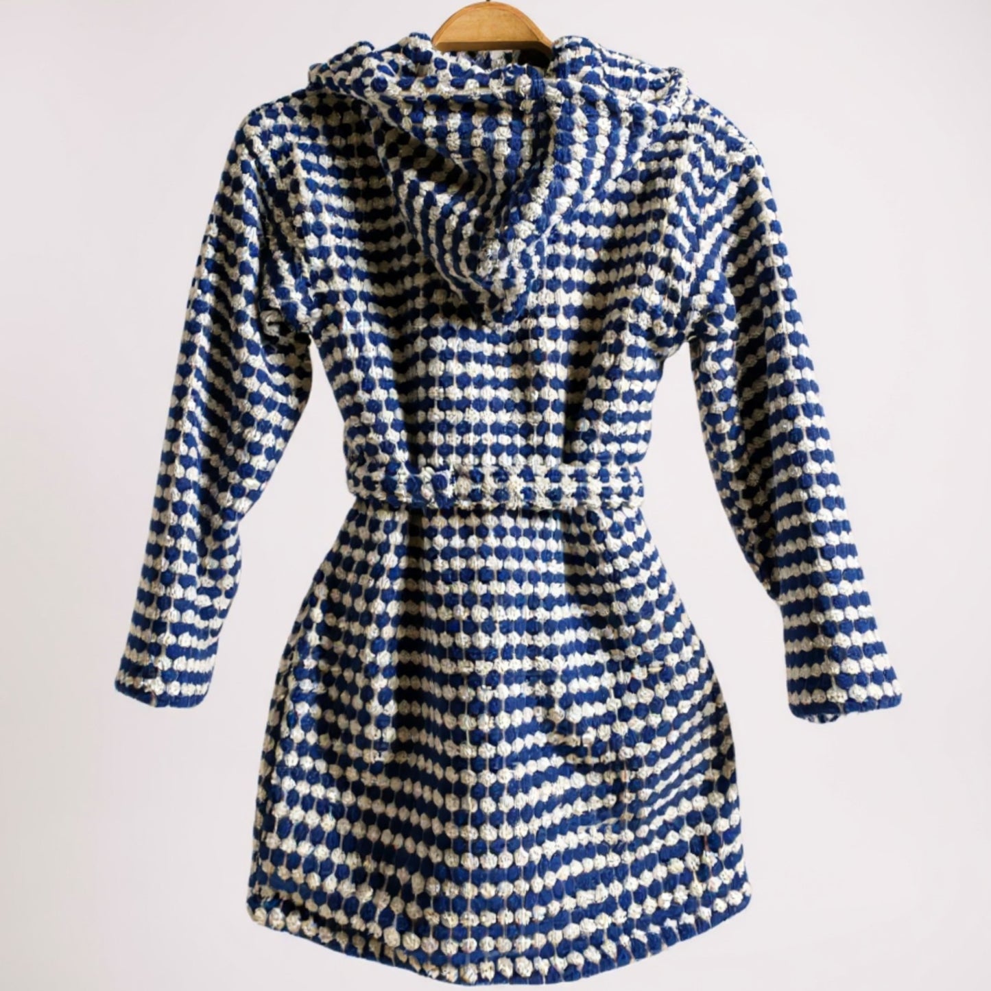 Handwoven Natural Turkish Cotton Terry Kids Bathrobe – PomPom Design