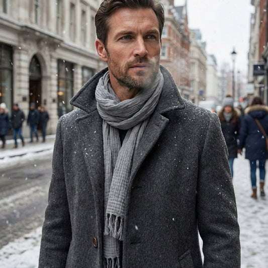 Handwoven Pure Wool Fine Şekerpare Scarf Grey