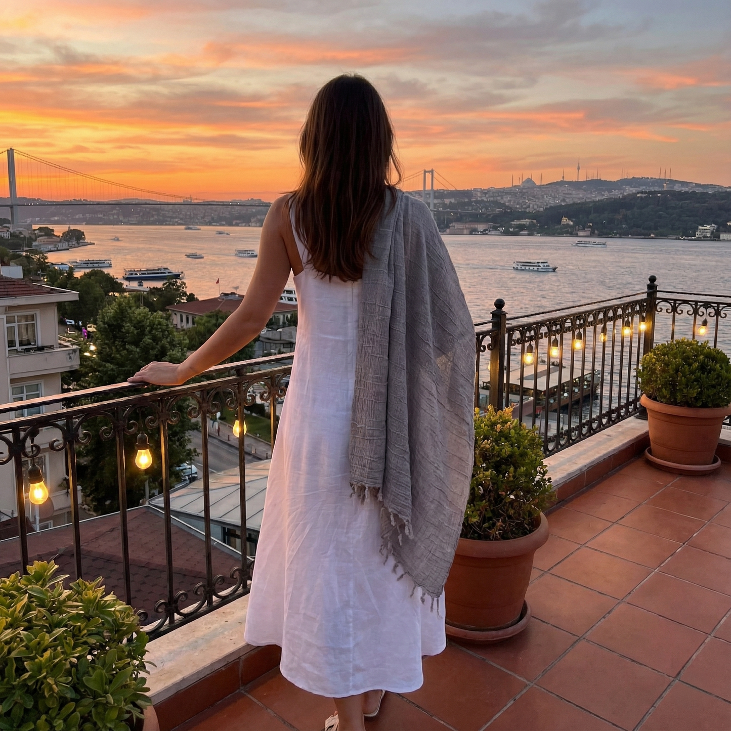 Handwoven Pure Wool Fine Şekerpare Scarf Grey