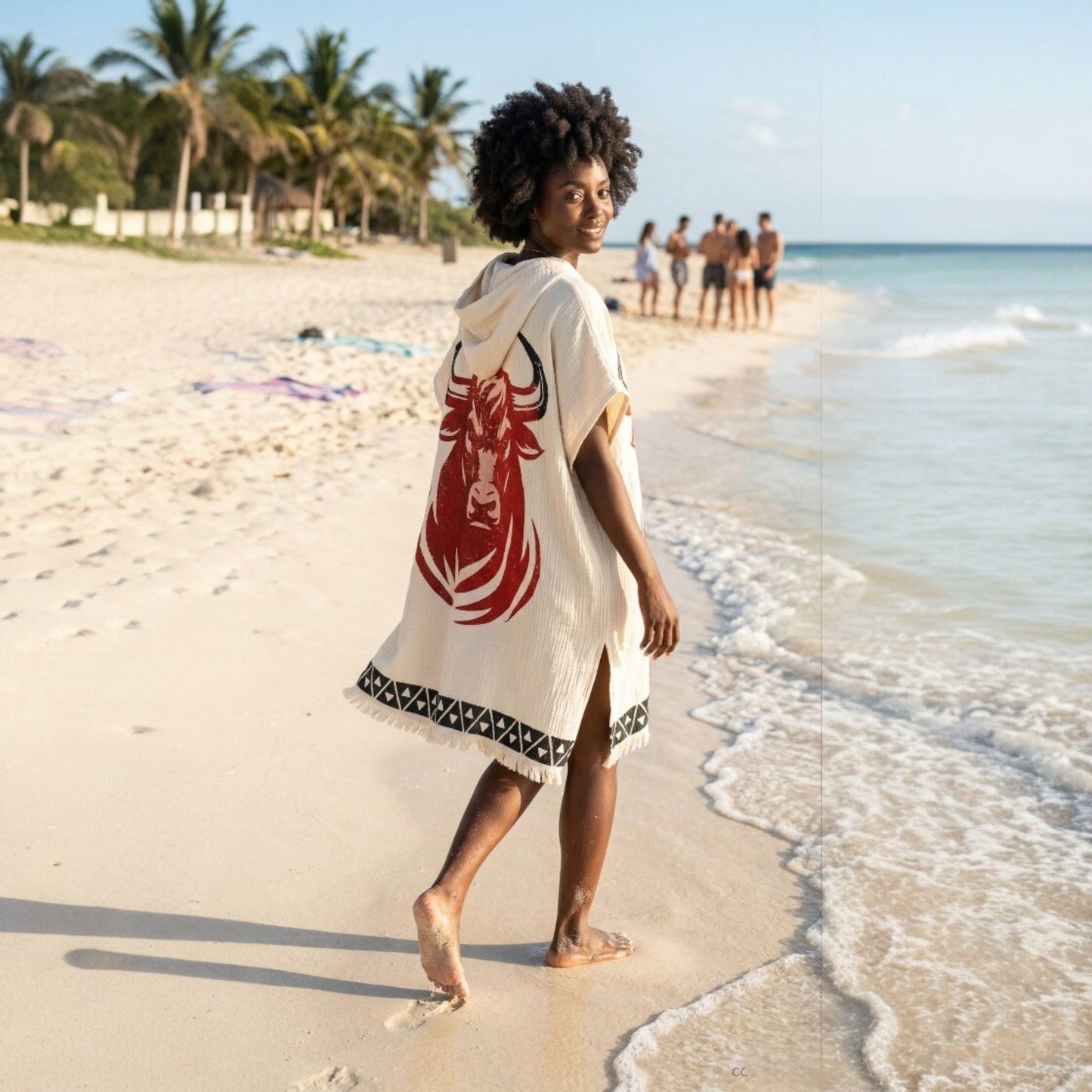 Handwoven 3-Layer Turkish Cotton Muslin Beach & Surf Poncho