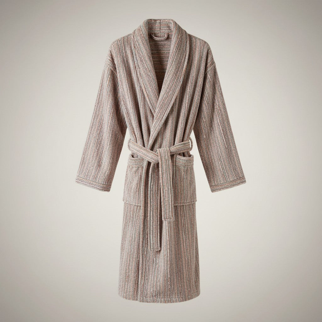 Handwoven Turkish Terry Towel Unisex  Bathrobe – Stripe Pattern (L/XL)